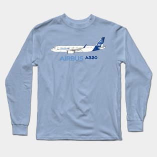 Airbus A320 Illustration With Sharklet Wingtips Long Sleeve T-Shirt